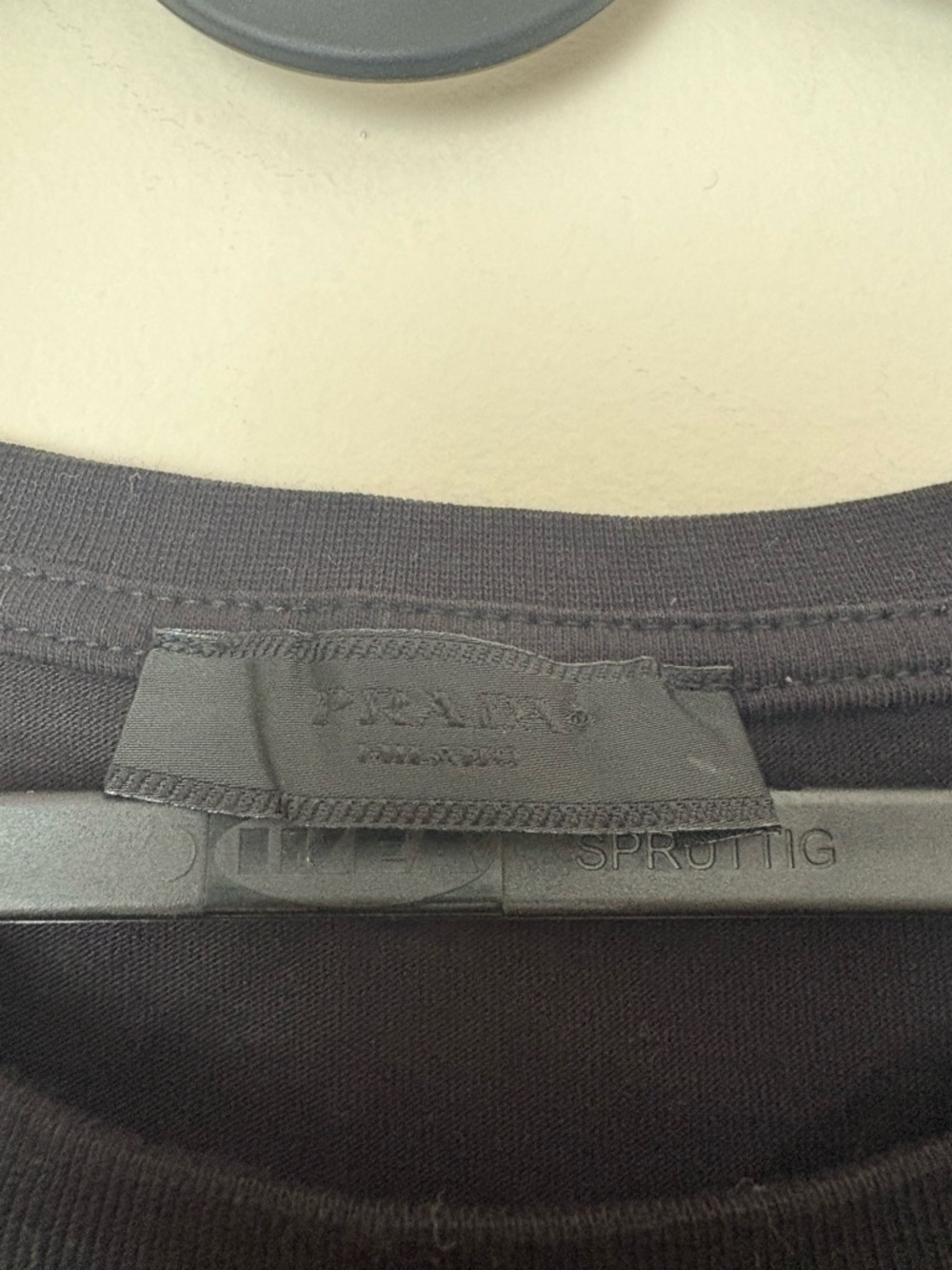 Prada Black Crewneck T-Shirt with Triangle Logo Patch XXL - Picture 5 of 6